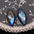 Colgantes de piedra natural marquise con textura de mármol azul para joyería DIY - US 15