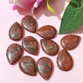 Polished teardrop-shaped red jasper natural stone cabochons for DIY jewelry making - 17x24mm / Sesame Jasper