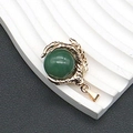 Colgante garra de dragón dorado con una cuenta redonda de piedra natural verde - 25x31mm, 15g / Aventurina Verde