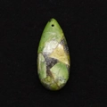 Waterdrop-shaped green turquoise pendant with natural black veins and top hole - Green Yellow Black Spots (16)