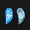 Sky blue crescent Imperial stone pendants with natural brown veined textures for DIY - 16x34mm / Style 7 (Sky Blue Brown Texture)