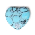 Polished 20mm heart-shaped turquoise stone bead with black matrix veins for DIY jewelry - 20mm / Blue Turquoise