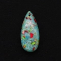 Teardrop turquoise pendant with colorful stone inlays and a pre-drilled hole - Blue Green Colorful Inlay (18)