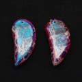 Blue and purple imperial jasper crescent stone pendant with natural veins for jewelry - 16x34mm / Style 8 (Sky Blue Rose Purple)