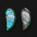 Imperial stone crescent pendants in lake blue and emerald green with marble patterns - 16x34mm / Style 9 (Teal Emerald Green)