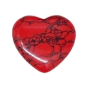 Macro detail of a heart-shaped red stone with black mesh patterns and polished finish - 20mm / Red Network Jasper