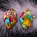 Pendenti a rombo in pietra imperatore multicolore con fori per gioielli fai-da-te - 6-8g / 22x35mm / Rombo