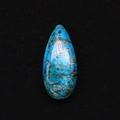 Teardrop turquoise imperial stone pendant with natural dark mineral texture and hole - Sky Blue Matrix Texture (21)
