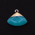 Detail van gefacetteerde waaiervormige turquoise hanger met vergulding voor DIY-sieraden - Meerblauw (Nr. 17)