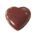 Heart-shaped brown goldstone crystal bead with sparkling metallic inclusions - 20mm / Gold Sandstone