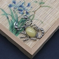 Colgante escorpión plata con piedra amarilla ovalada y detalles tallados vintage - Forma de Escorpión (1065-T250515005)