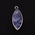 Marquise blue opal pendant with gold plated edge and simple metal bail for DIY necklace - Blue Sodalite