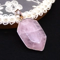 Detail of 925 sterling silver hallmarked clasp on a pink crystal shield pendant - Rose Quartz