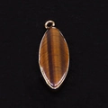Marquise shaped tiger eye stone pendant with gold plated edges for jewelry making - Tiger's Eye