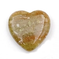 Polished heart-shaped natural stone bead in mixed orange and green earthy tones - 20mm / Chinese Unakite