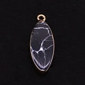 Marquise shape dark blue stone pendant with gold plated rim for DIY jewelry making - Black Line Howlite
