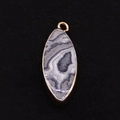 Marquise natural stone pendant with grey layered texture and gold-plated edge for necklaces - Map Stone