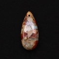 Teardrop natural stone pendant with colorful marble texture and polished surface - Red Brown White Gravel (28)