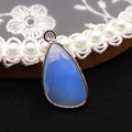 Faceted triangular blue opal pendant with gold-plated edges and metal bail - 14x27mm / Opal
