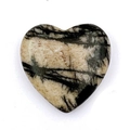 Zebra jasper heart-shaped gemstone bead with black and cream patterns for DIY jewelry - 20mm / Black Network Stone