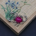 Colgante de escorpión con baño de plata e incrustación de cuarzo rosa púrpura - Forma de Escorpión (1065-T250515005) / Ágata rojo rosa
