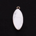 Marquise shape white turquoise stone pendant with golden electroplated metal edge - Howlite