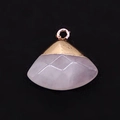 Faceted fan-shaped lavender natural stone pendant with a gold-plated metal clasp - White Crystal