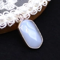 Ovale lichtblauwe edelsteen hanger met vergulde rand voor het maken van DIY sieraden - 13x25mm, 3g / Agaat