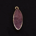 Marquise purple stone pendant with gold plated edges and textured matte finish - Watermelon Quartz