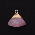 Faceted fan-shaped pink quartz stone pendant with gold-plated metal clasp for DIY jewelry - Rose Quartz