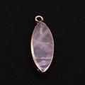Marquise rose quartz pendant with gold electroplated edge and natural stone texture - Rose Quartz