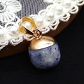 Lapis lazuli waterdrop pendant with gold cap and blue mineral texture for jewelry - Blue Spot Stone