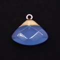 Hemelsblauwe geslepen edelsteen hanger met gouden metalen ring voor doe-het-zelf ketting - Hemelsblauw (Nr. 7)