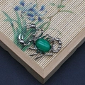Retro scorpion pendant with green natural stone and antique silver finish for DIY jewelry - Scorpion Shape (1065-T250515005)