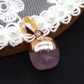 Pink quartz teardrop stone pendant with gold metal cap for DIY jewelry making - Rose Quartz