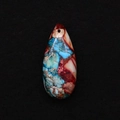 Waterdrop sea sediment jasper pendant with blue and red textures and pre-drilled hole - Blue Red White Mix (38)