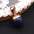 Dunkelblauer Tropfen-Anhänger aus Blaufluss-Stein mit eleganter rotgoldener Öse - Blauer Sandstein