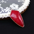 Detail of red shield stone pendant with gold plating on black velvet background - Pendant Only (No Chain) / Red Agate