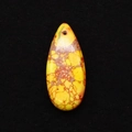 Yellow water-drop teardrop stone pendant with red vein patterns and top pre-drilled hole - Yellow Red Brown Matrix (39)