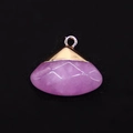 Paars chalcedoon waaiervormig hangertje met vergulde kap voor DIY-sieraden maken - Phosphosideriet