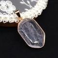 Geometric clear quartz stone pendant with gold-plated metal frame for DIY jewelry - White Crystal