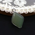 Faceted rhombus green amazonite pendant with silver electroplated metal edge and loop - Green Aventurine