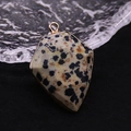 Dalmatian jasper shield pendant with gold plated edging for DIY jewelry making - Dalmatian Jasper