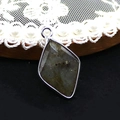 Grey rhodonite diamond-shaped stone pendant with silver-plated rim and natural texture - Flash Stone (Labradorite)