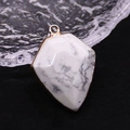 Shield shape white turquoise pendant with gold electroplated edge for DIY jewelry - Howlite