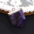 Natural purple stone sword-shaped pendant with gold-plated bail for jewelry making - 20x30mm / Purple Crystal