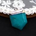 Sword-shaped malachite stone pendant with rose gold bail and natural mineral textures - 20x30mm / Blue Green Stone (No. 6)