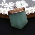 Shield-shaped green natural stone pendant with vintage bronze metal cap for DIY necklaces - 20x30mm / Green Aventurine