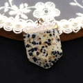 Dalmatian stone shield pendant with gold metal trim for DIY necklace accessories - 20x30mm / Dalmatian Jasper
