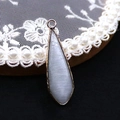 Waterdruppelvormige witte kattenoogsteen hanger met gouden metalen frame voor DIY-sieraden - 12x36mm / Wit Kattenoog